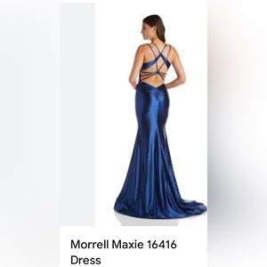 Stretch Satin V-neck Fit and Flare Silhouette Dress by Morrell Maxie